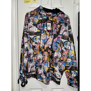 Men's Fresh Prints Manga Comic Print Hoodie L Black Pink